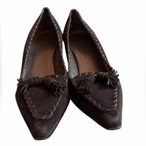 Stuart Weitzman Black Pointed Heels With Contrasting Whipstitching Size 10 M